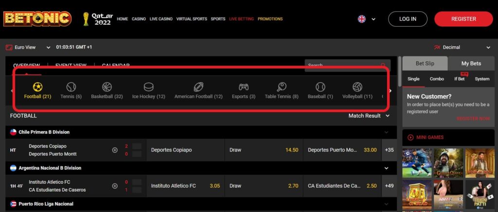 Betonic Betting Live Sportbook